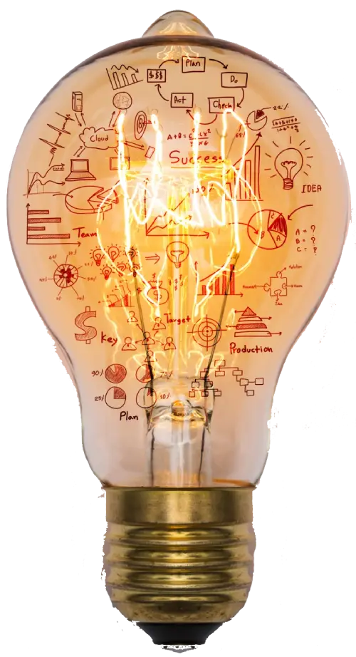 lightbulb with drawing graphic